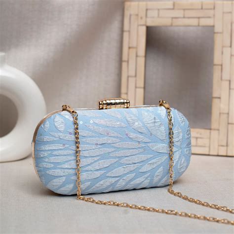 Blue Embroidery Fabric Clutch - Artklim
