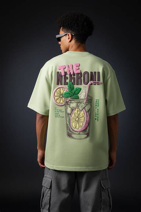 Negroni Lime Green Oversized Puff Printed Exclusive T-shirt – Veirdo
