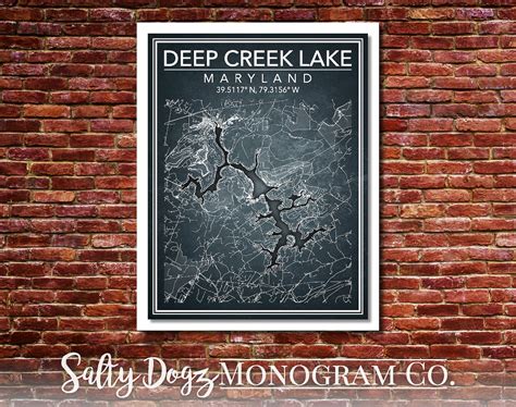 Buy Wall Art Map Print of Deep Creek Lake Maryland Online in India - Etsy