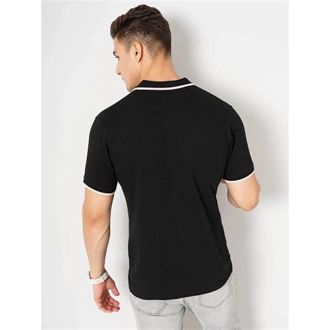 Celio* Solid Regular Fit Cotton Black T-Shirt