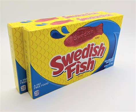 Swedish Fish Red Soft and Chewy Candy Theater Size Box 3.1 oz Pack of 2 ...