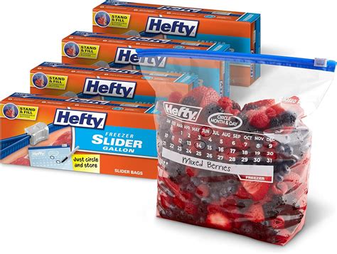 Hefty Calendar Slider Gallon Freezer Bags, 1 Gallon Size Freezer Bags ...
