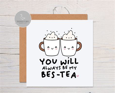 Birthday Card for Best Friend, Bestie Galentine's Day Card, Bes-tea ...