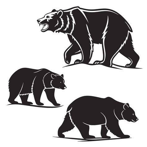 Black Bear Silhouettes Three Sizes. 63200380 Vector Art at Vecteezy