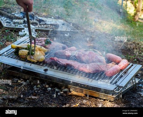 grilling chorizo sausages , chicken quarters, skirt steaks, flank ...