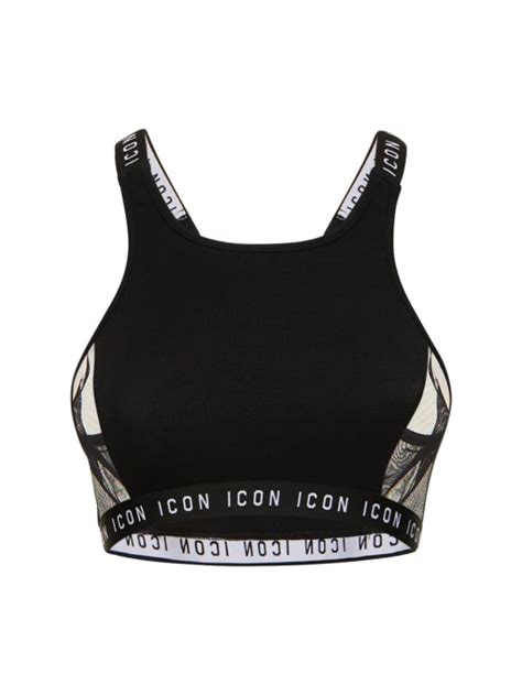 Icon jersey & mesh sport bra - Dsquared2 - Women | Luisaviaroma
