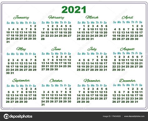 2021 calendar with big numbers ⬇ Vector Image by © SunFunJen | Vector ...