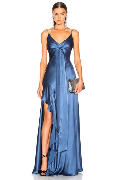 NICHOLAS Silk Charmeuse Tie Front Dress in Dusty Blue | FWRD