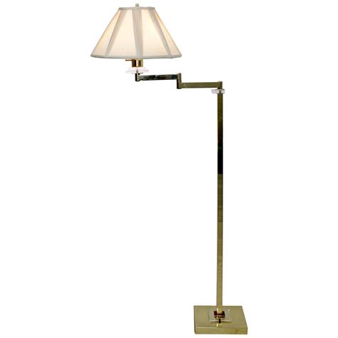 Mid Century Swing-Arm Floor Lamp with Brutalist Base at 1stDibs