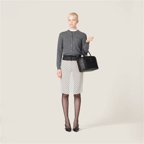 Slate Gray Cashmere Knit Cardigan | Miu Miu
