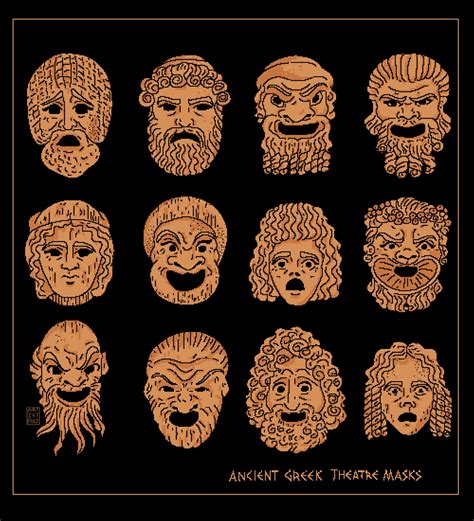 Ancient Greek Theatrical Masks Comedy / Tragedy Masks (Pair) | EPH