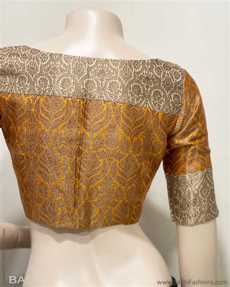 Yellow Gold Silver Pure Banarsi Silk Blouse | Sakhi Fashions ...