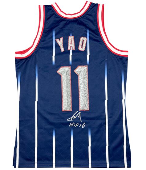 Yao Ming Autographed 2002-03 Houston Rockets Mitchell & Ness Diamond ...