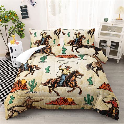 Amazon.com: AILONEN Western Cowboy Comforter Set Twin Size, Rodeo ...