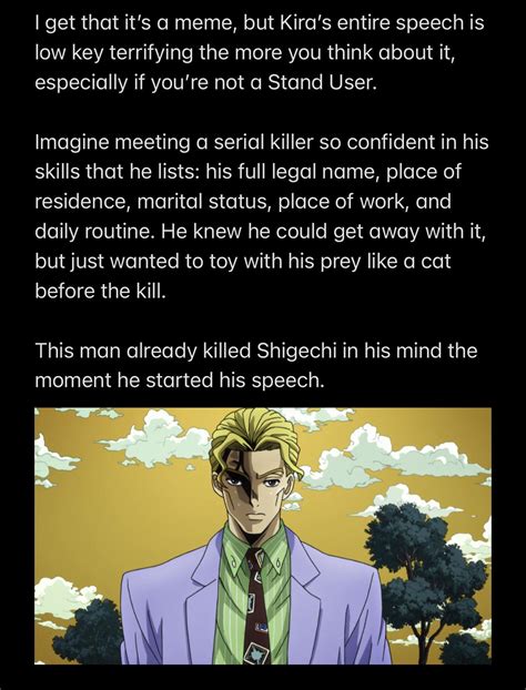 Yoshikage Kira Monologue