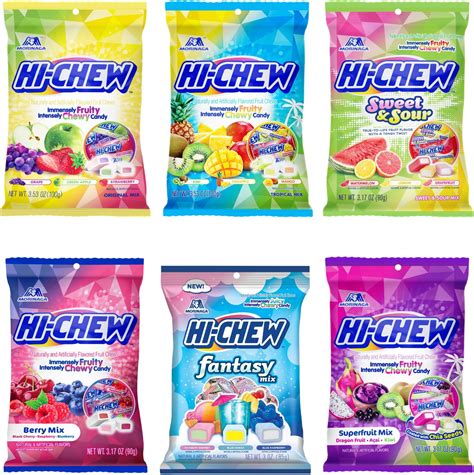 Amazon.com : HI-CHEW Variety Mix, Pack of 6 Bags - 17 Flavor Assort ...