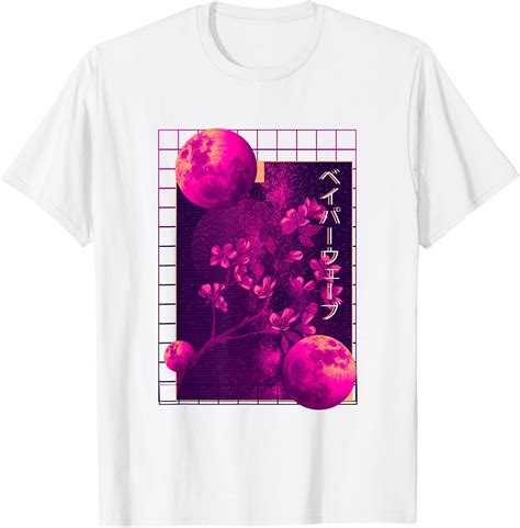 90's Retro Japanese Vaporwave Art Cherry Blossom Aesthetic T-Shirt,Sport Grey Color,Size M ...