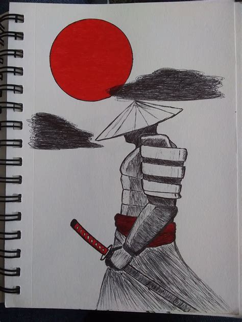 Samurai walking under the red moon | Samurai drawing, Easy graffiti drawings, Easy drawings sketches