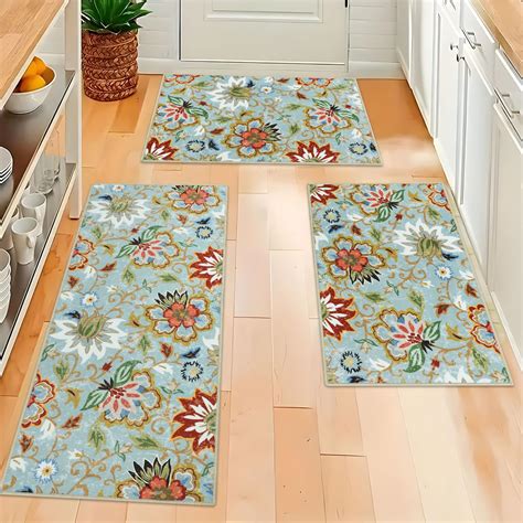 Amazon.com: Homcomoda Boho Floral Kitchen Rugs Sets 3 Piece with Runner ...