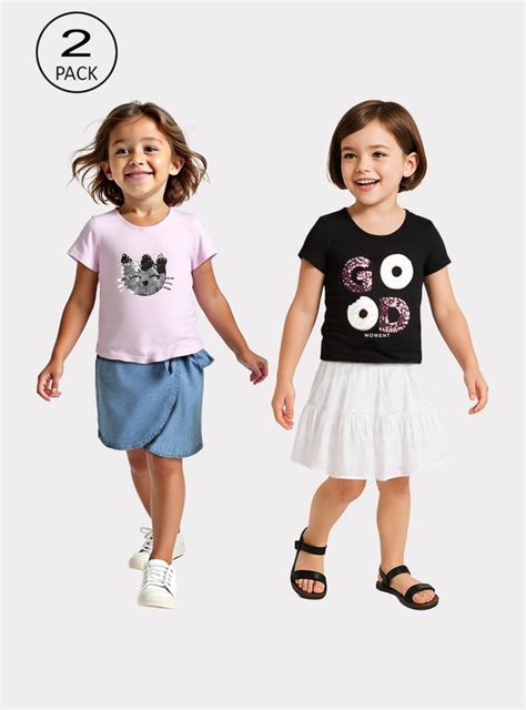 Buy Girls Embellished T-shirts - Pack of 2 Online at just Rs. 498.0 ...