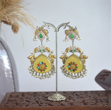 Peacock Stone Kundan Designer Earrings – Kreative Curio
