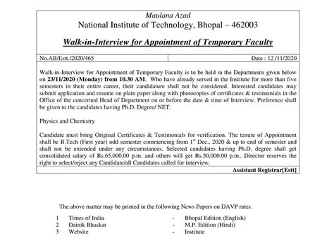 Maulana Azad National Institute of Technology, Bhopal Invites ...