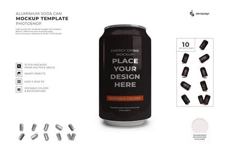Aluminium Soda Can Mockup Template Set Graphic by dendysign · Creative ...