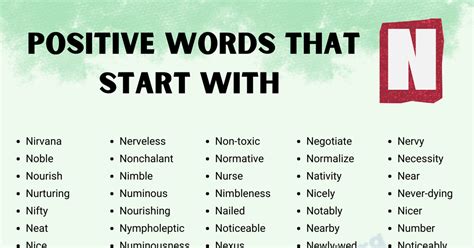 Positive Words that Start with N in English - English Study Online