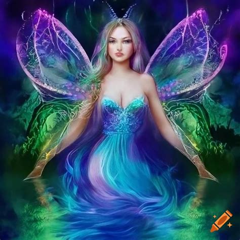 An ethereal fairy with intricately detailed features and glowing skin