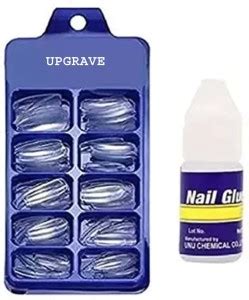 upgrave False Nails With Nail Glue ForWhite WITH DIFFERENT SHAPES AND ...