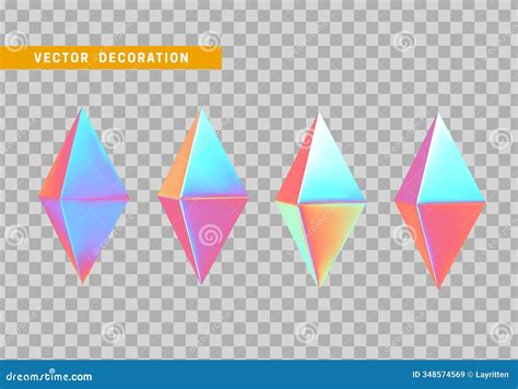 Set Octahedron Volumetric Polyhedron Isolated With Colorful Hologram ...