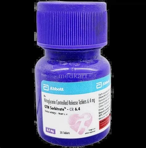 GTN SORBITRATE CR 6.4MG TABLET 30'S Price, Uses, Side Effects ...