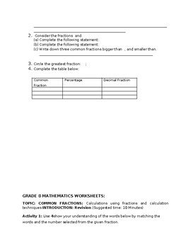 Image result for Common Fractions Worksheets
