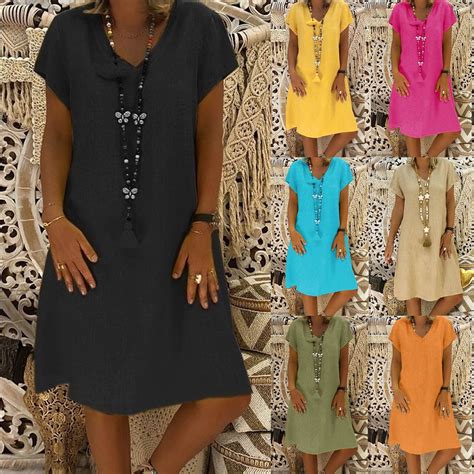 Jinhomg Plus Size Vacation Dress for Women Lightweight Comfy Cotton ...