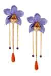 Buy Multi Color Orchid Shape Drop Earrings by Valliyan Online at Aza ...