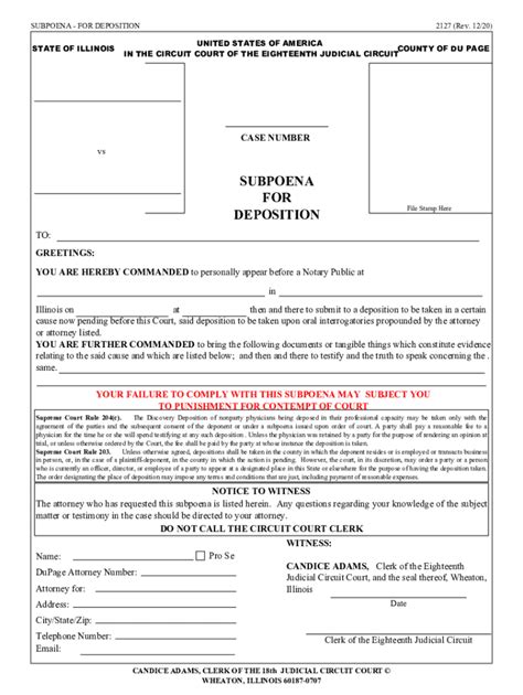 Fillable Online Forms - Subpoena - LaSalle County Circuit Clerk Fax ...