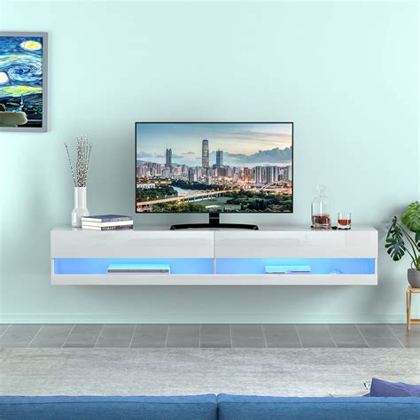 Floating Media Cabinet White at Douglas Wilder blog