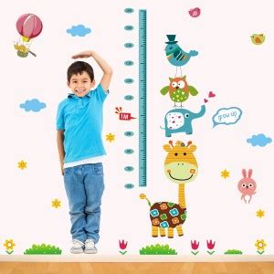 WALL STICKS 160 cm Cute Animals Height Measurement Chart sky Kids Baby ...