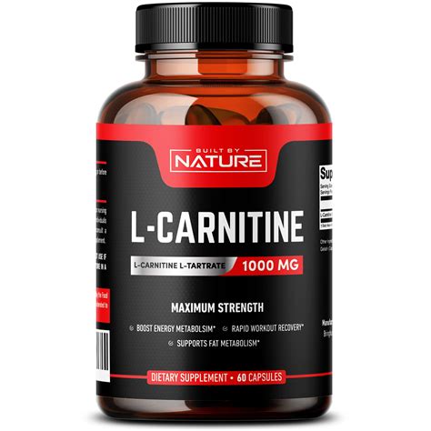 L Carnitine 1000mg Capsules - Extra Strength L-Carnitine L-Tartrate Supplement for Energy ...