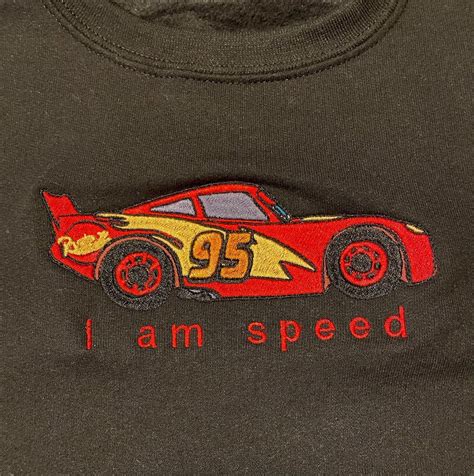 Disney Cars Lightning Mcqueen Embroidered Shirt, Sweatshirt or Hoodie | I Am Speed | Kachow ...