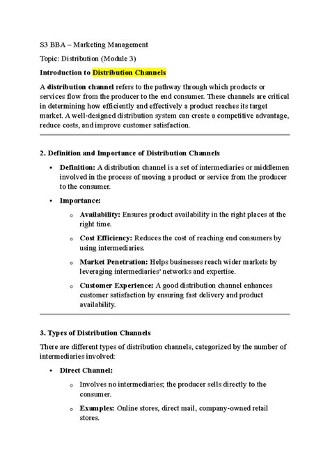 S3 BBA- channel - part of module -3 - S3 BBA – Marketing Management ...