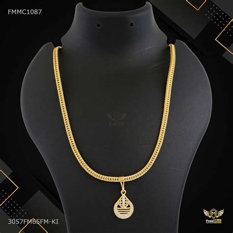 Half Moon cut AD Pendent with Snak chain for Man - FMMC1087 – Freemen®