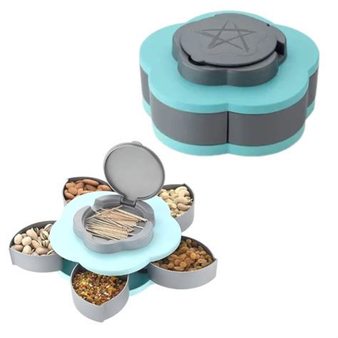 5-Compartments Flower Candy Box Rotating Tray – Dry Fruit, Snacks & Ch ...