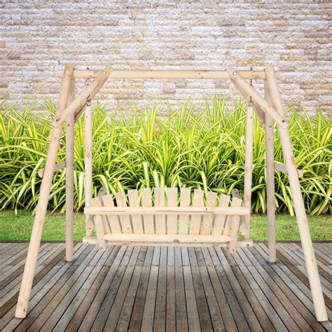 Outvita 78 Inch Log Swing Stand Porch Swing Set Wood Bench India | Ubuy