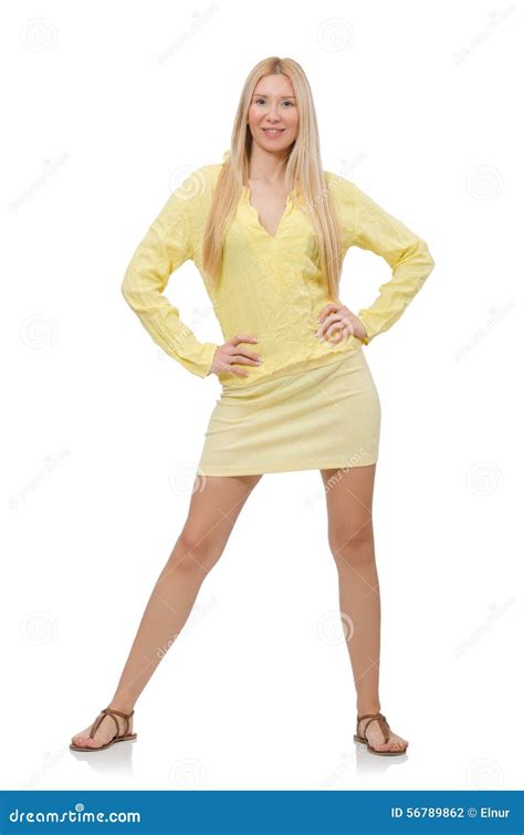 Pretty Young Woman in Summer Yellow Clothing Stock Photo - Image of ...
