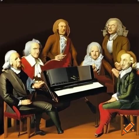 Collage of famous baroque music composers on Craiyon