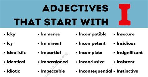 Adjectives that Start with I: List of 80+ Useful Adjectives Starting ...