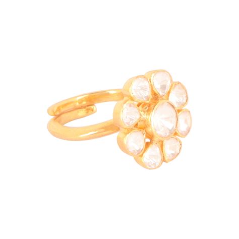 925 Silver Moissanite Polki Floral Ring – Sica Jewellery