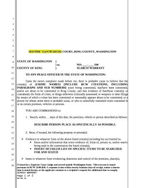 COUNTY OF KING)SEARCH WARRANT Doc Template | pdfFiller