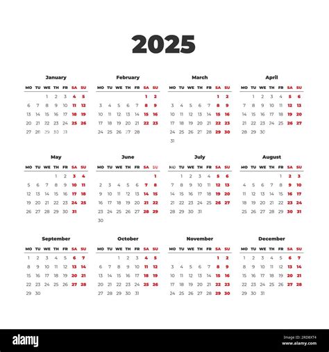 2025 Calendar Clip Art